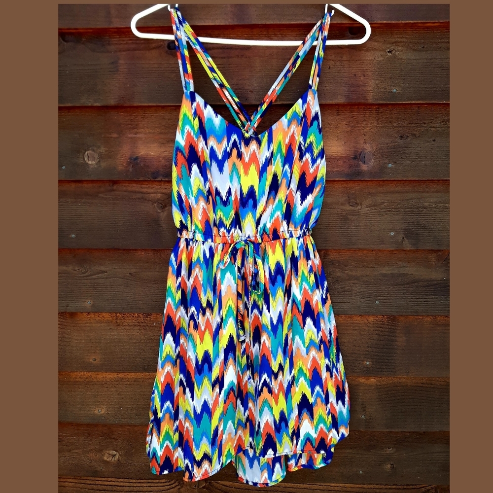 Bright Hi-Lo Strappy Dress EUC